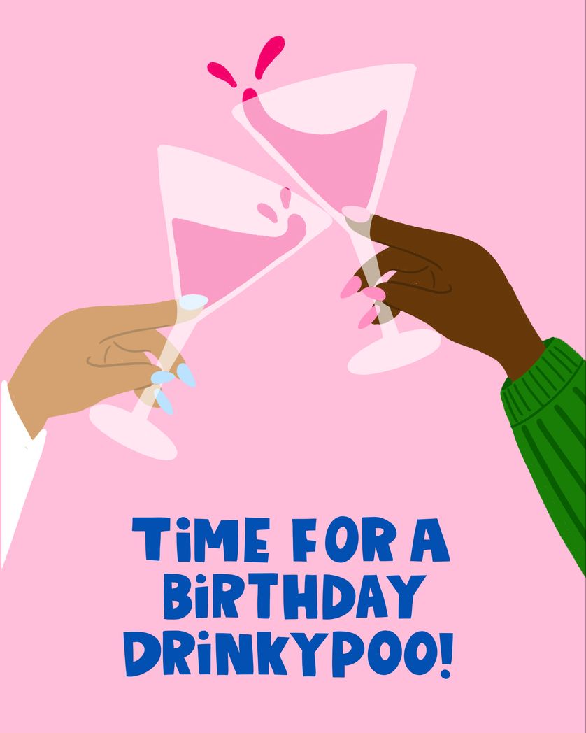 Card design "Time for a birthday drinkypoo - funny birthday card"