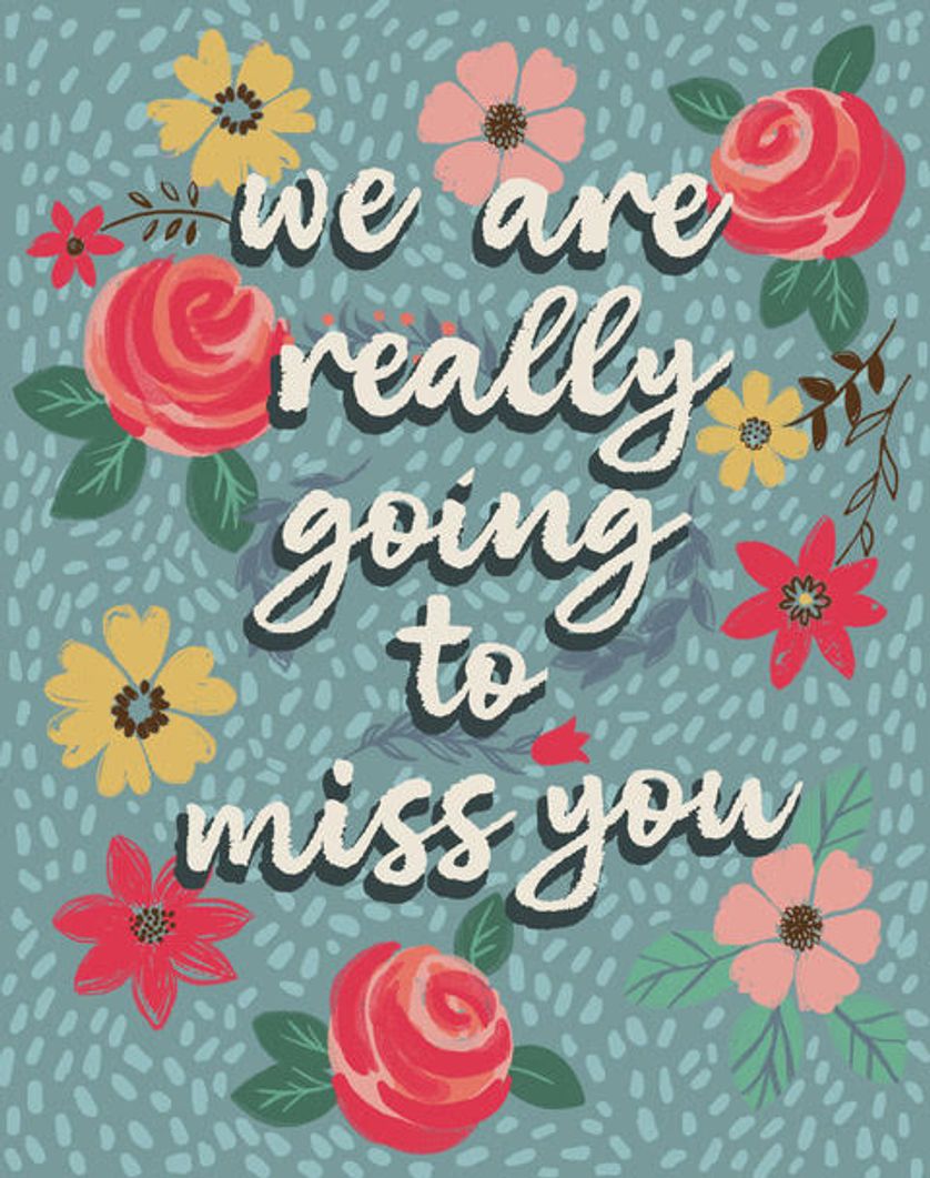 Card design "We are really going to miss you - group leaving card"
