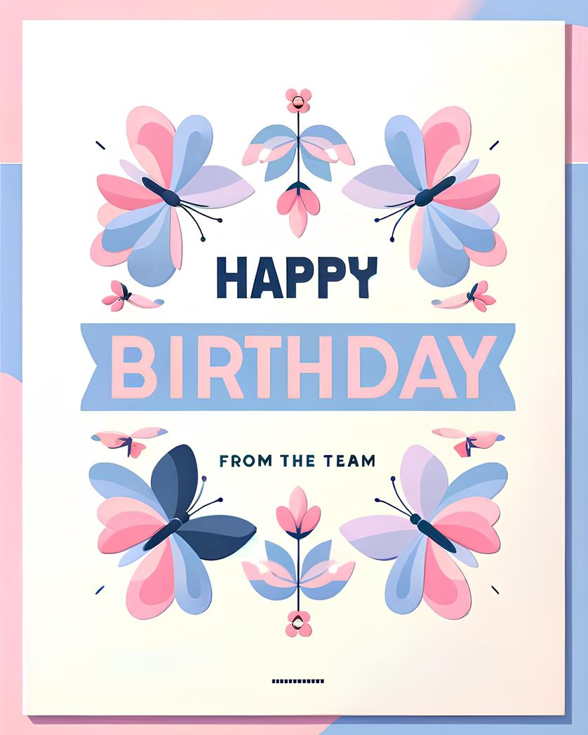 Card design "Happy birthday from the team - butterfly theme"