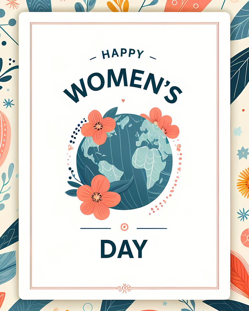 Card design "Happy international womens day globe"