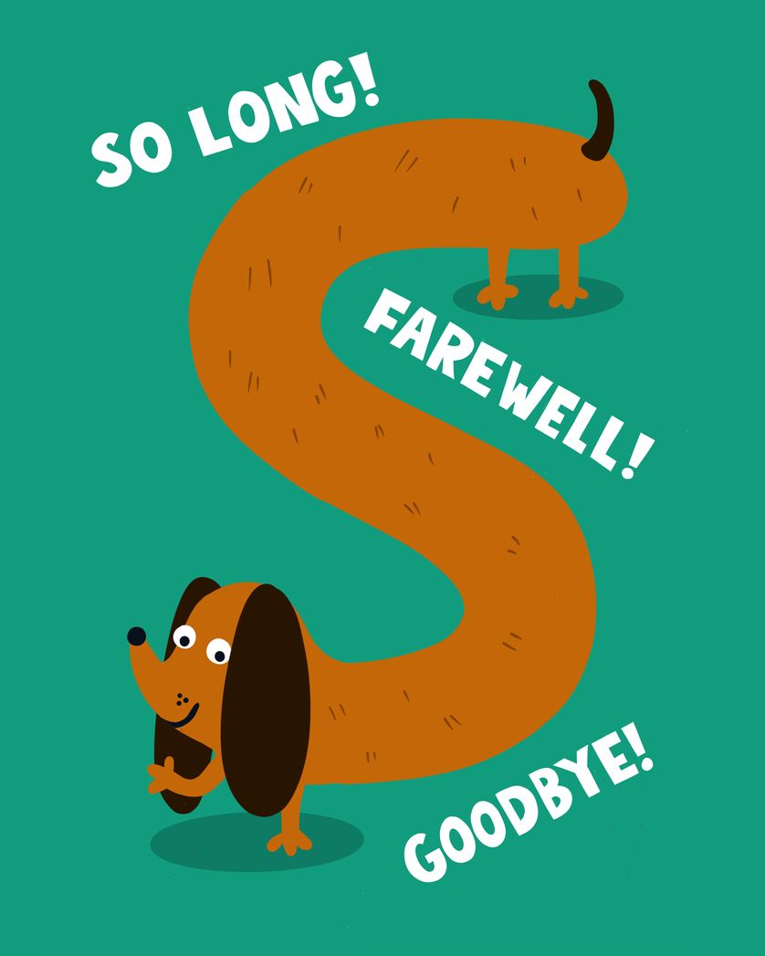 Card design "So long, farewell, goodbye - dachshund leaving card"