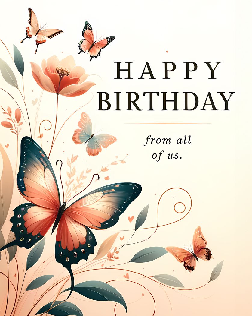 Card design "Elegant butterfly happy birthday from all of us card"
