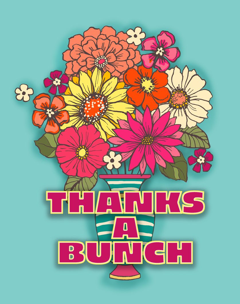 Card design "Thanks a bunch - bouquette greeting card"