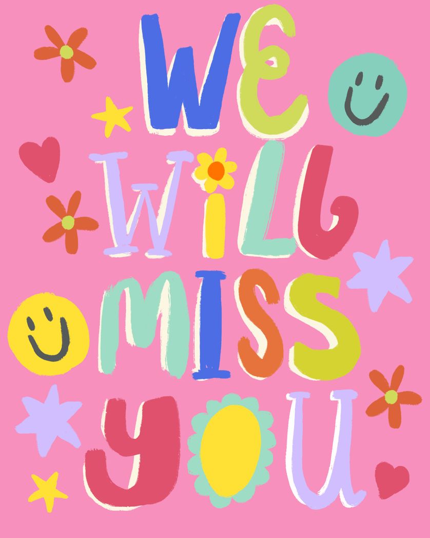 Card design "Cute we will miss you office leaving card"
