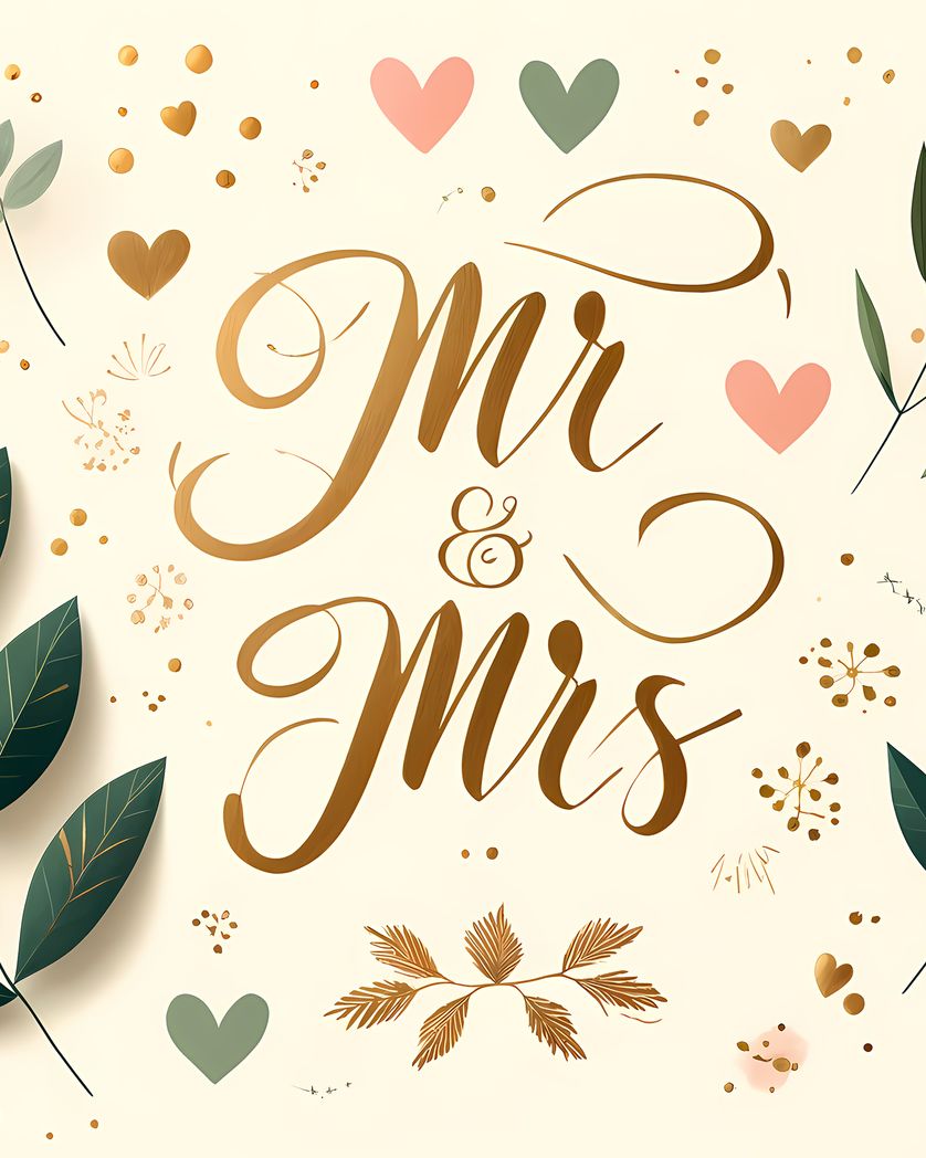 Card design "Mr and Mrs - work engagement card"