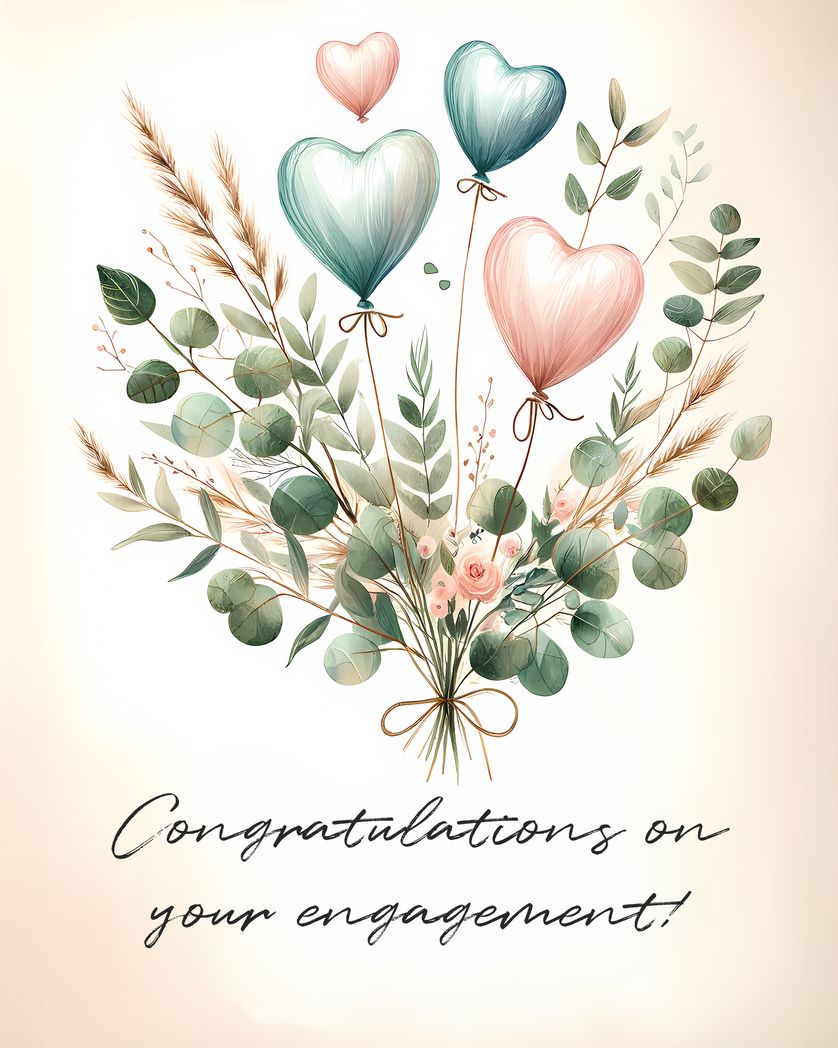 Card design "Congratulations on your engagement - greeting card"