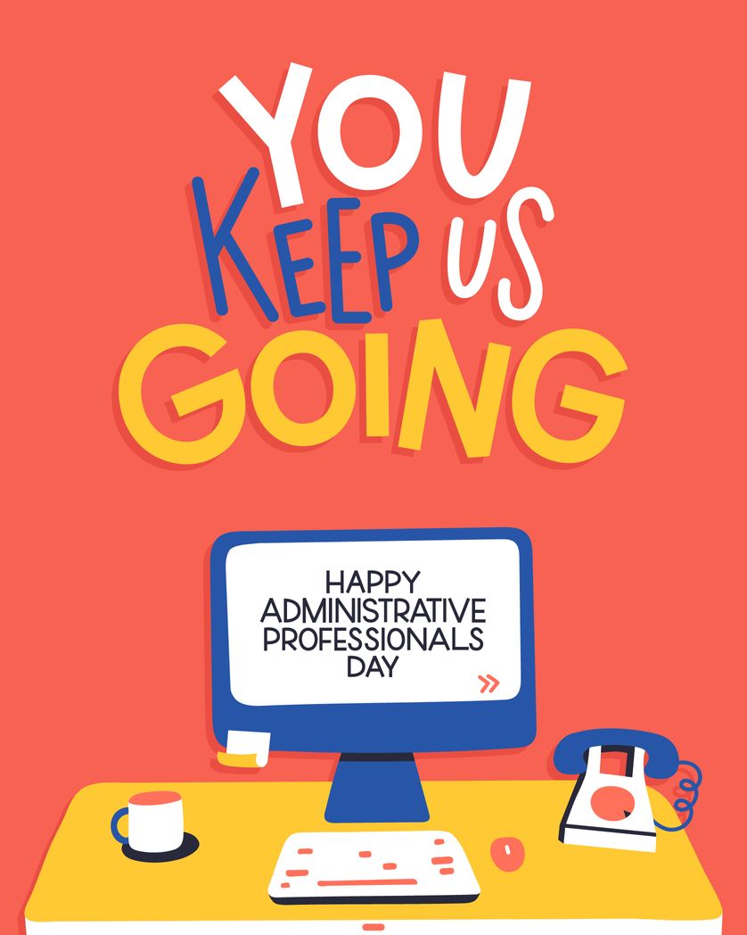 Card design "You keep us going - card for office admin"