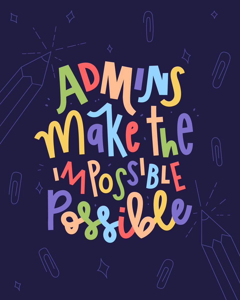 Card design "Admins make the impossible possible - admin day card"
