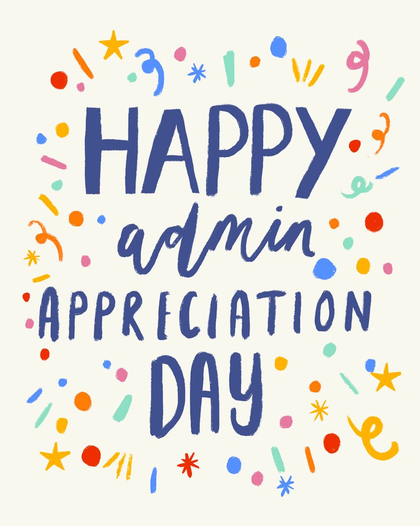 Card design "Happy admin appreciation day confetti card"