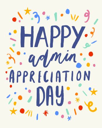 Use Happy admin appreciation day confetti card
