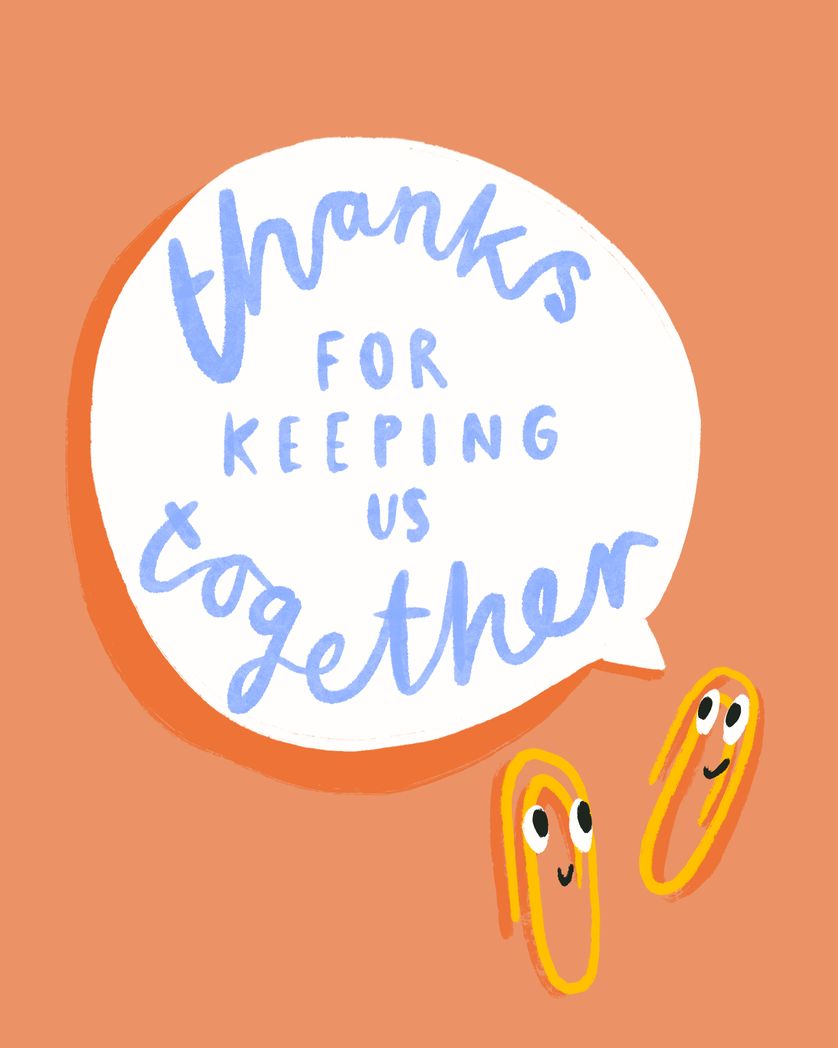 Card design "Thanks for keeping us together - card for admin"