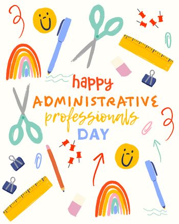 Use Happy administrative professionals day with stationary illustration