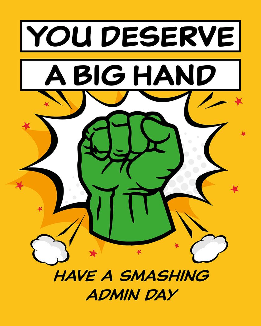 Card design "Happy Admin day - Big Hand"