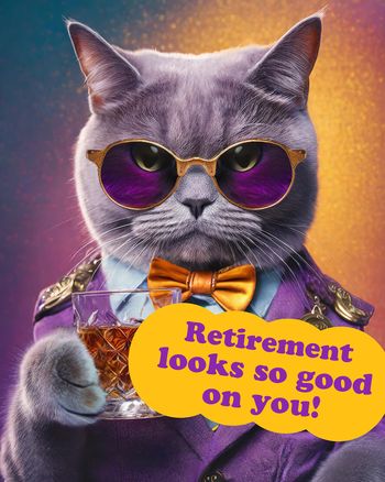 Use Funny animal retirement card