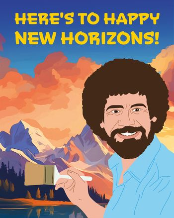 Use Bob Ross Painting - Leaving card