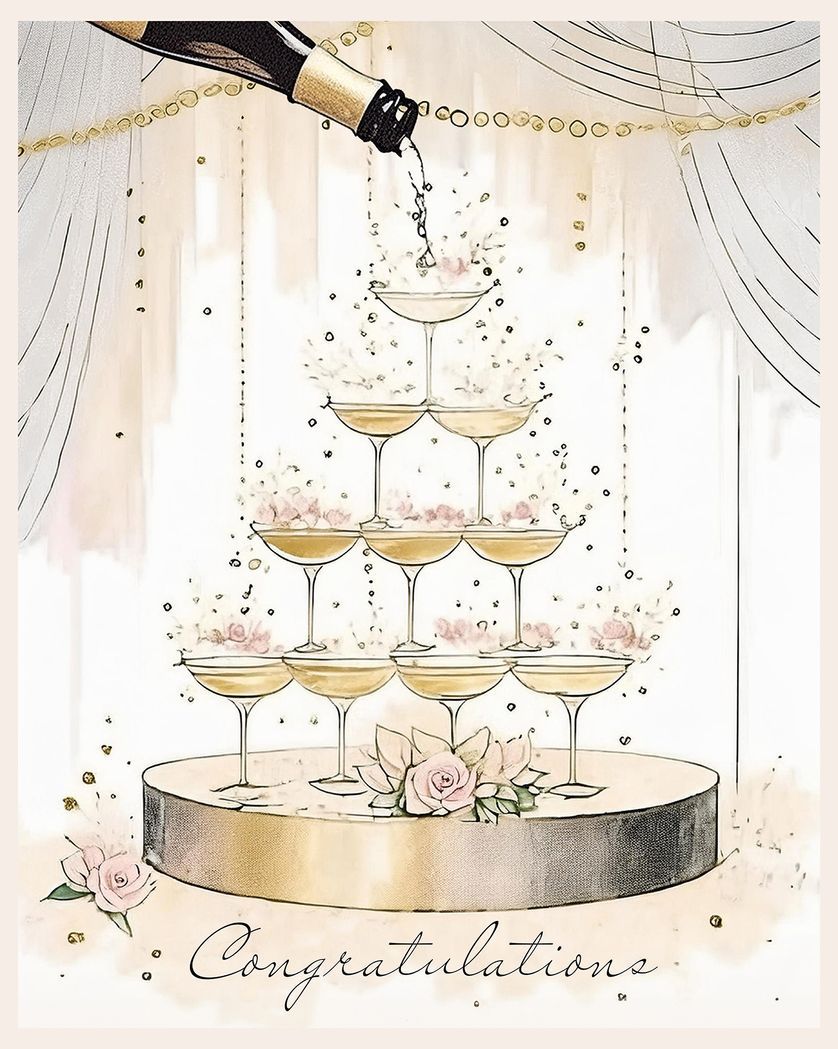 Card design "Champagne Tower - Wedding"