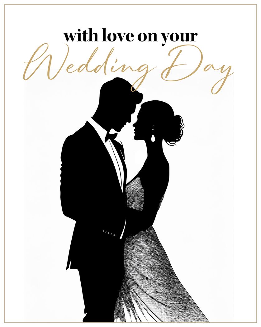 Card design "Bride and Groom - Silhouette Wedding"