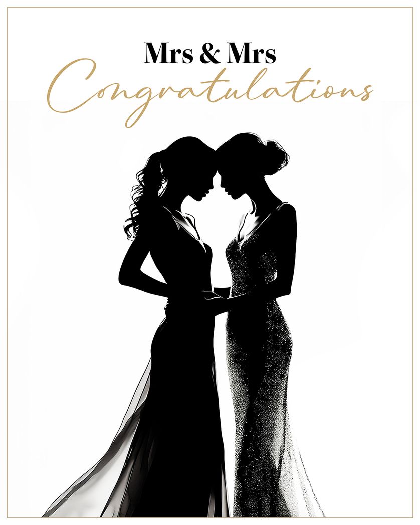Card design "Mrs and Mrs - Silhouette Gay Wedding"