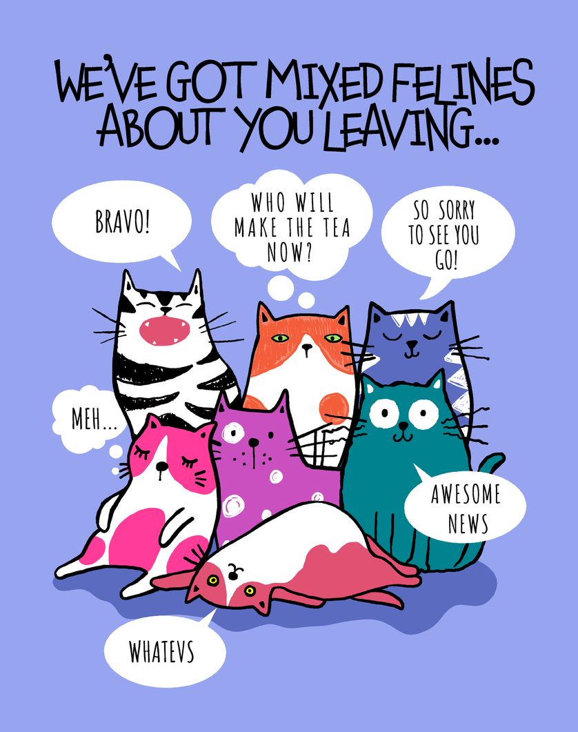 Card design "Funny Cats - Leaving"