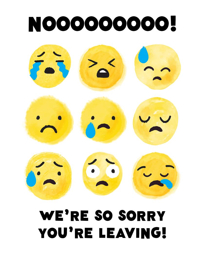 Card design "Sad Emojis Leaving card "