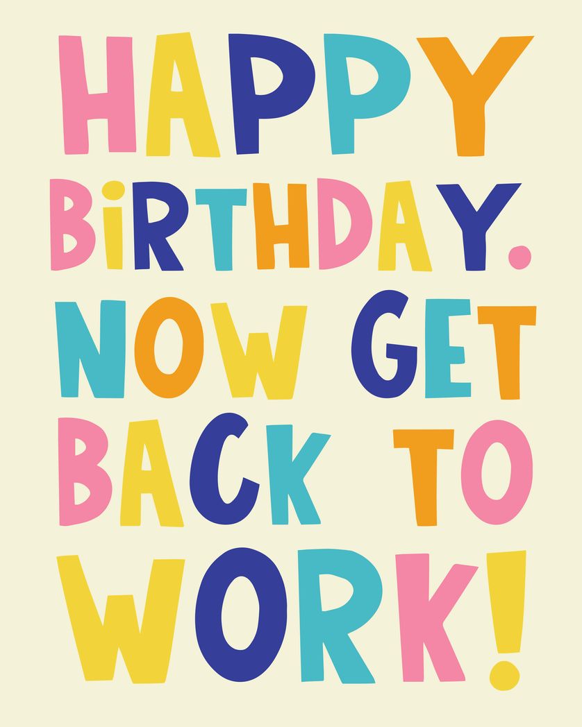 Card design "Work Birthday Text"
