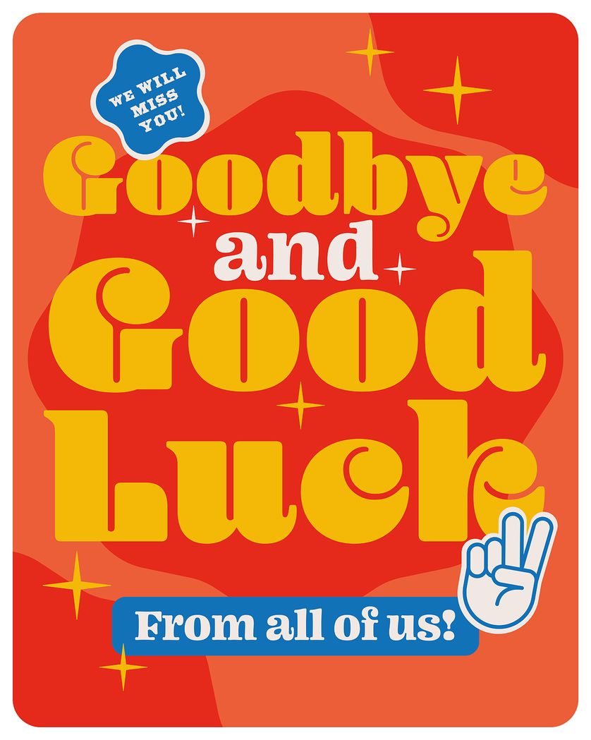 Card design "Goodbye and Good Luck"