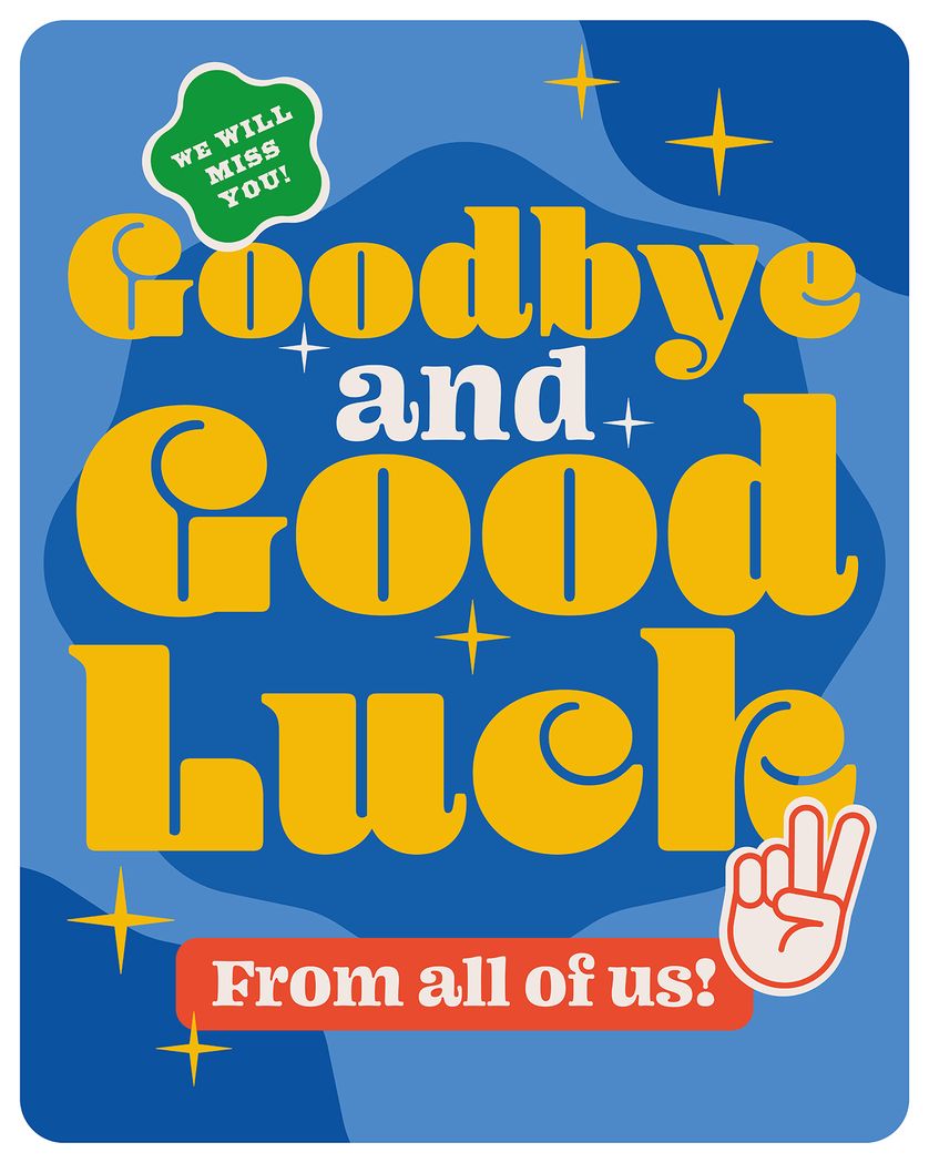 Card design "Goodbye and Good Luck"