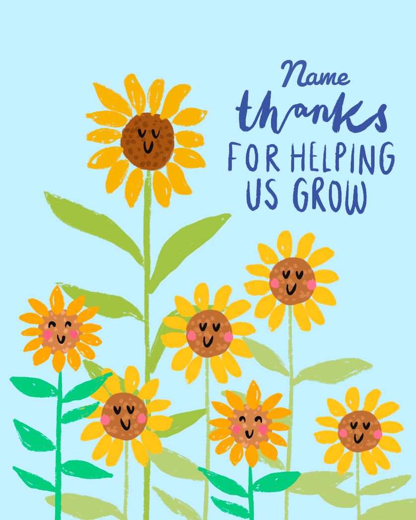 Card design "Sunflowers growing Thank you Teacher"