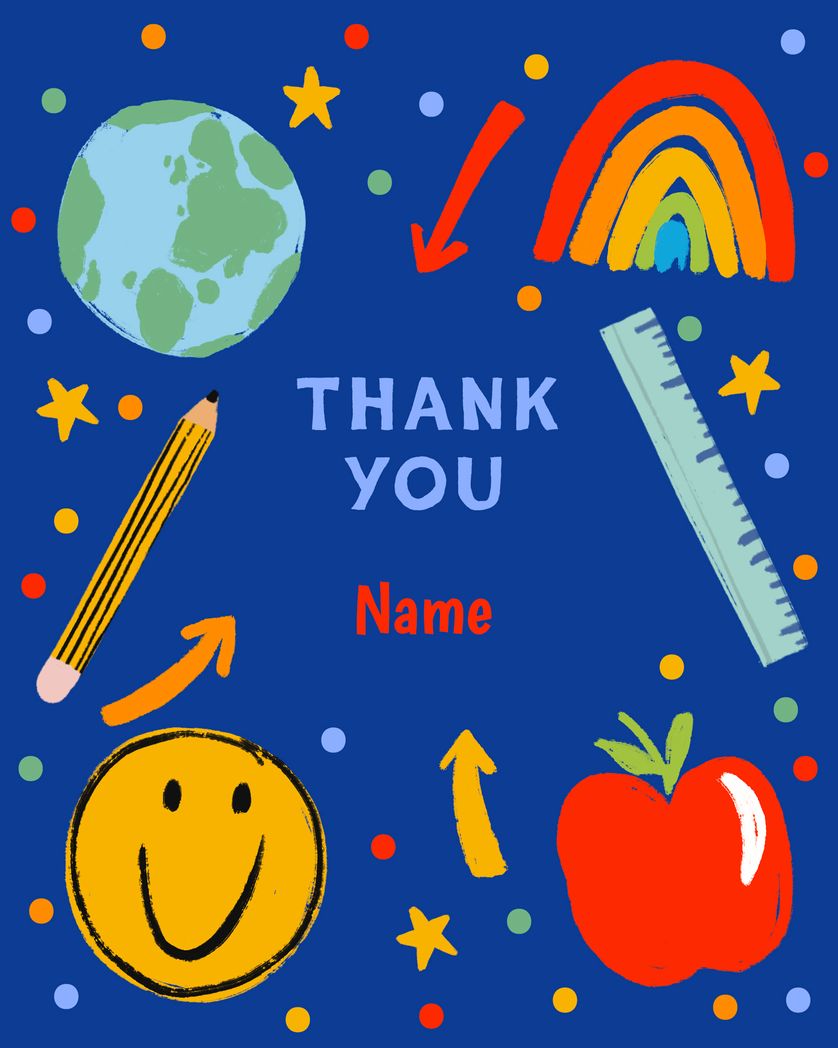 Card design "School Stationery Thank you Teacher"