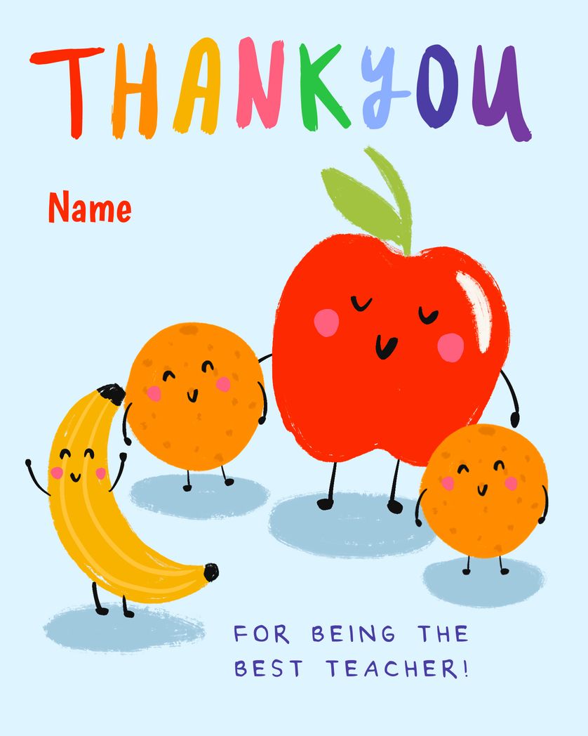 Card design "Apple for teacher Thank you teacher"