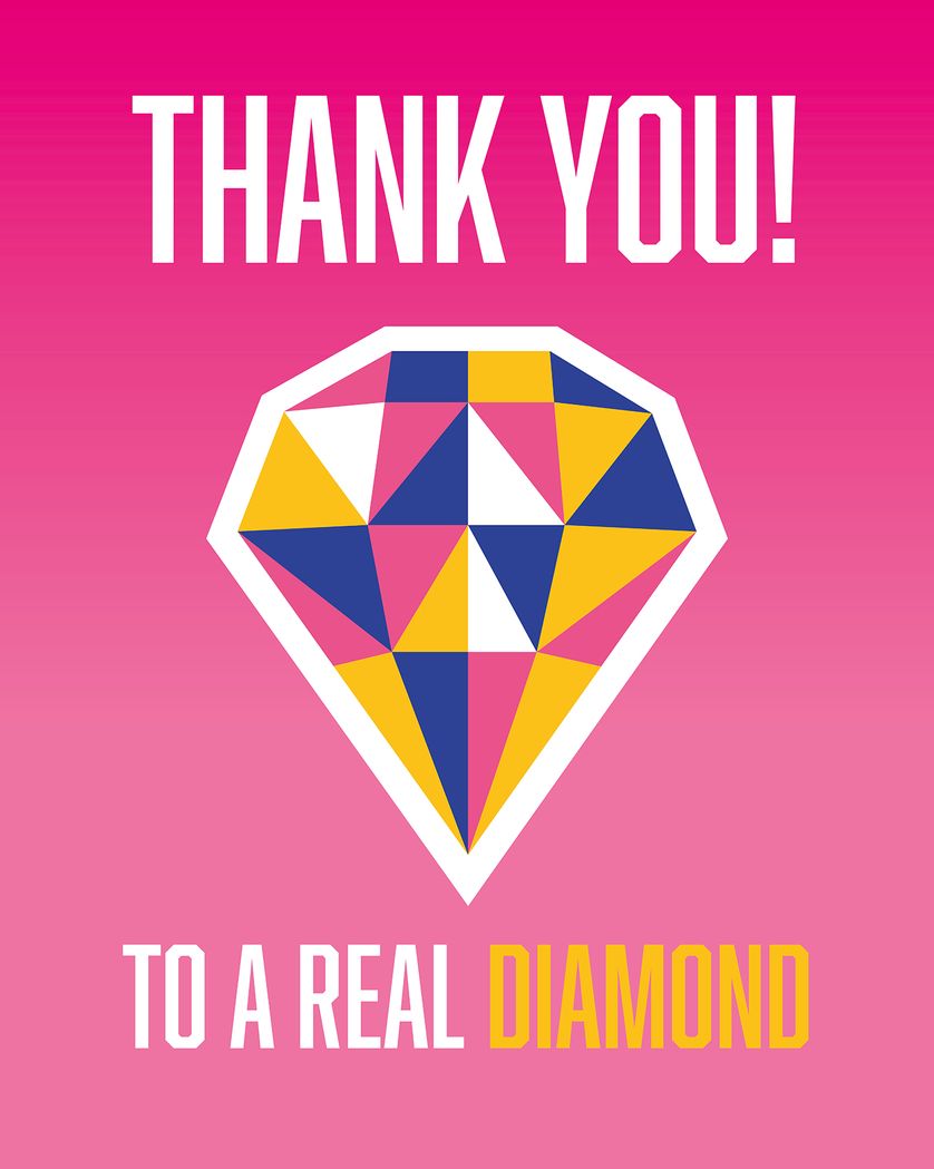 Card design "Diamond - Thank you"
