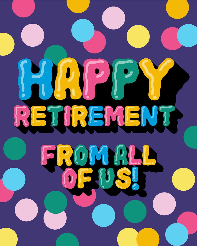 Card design "Jelly text - retirement"