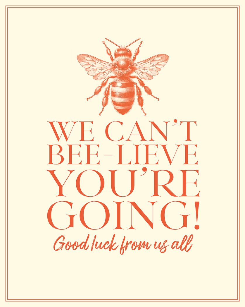 Card design "Vintage bee leaving"