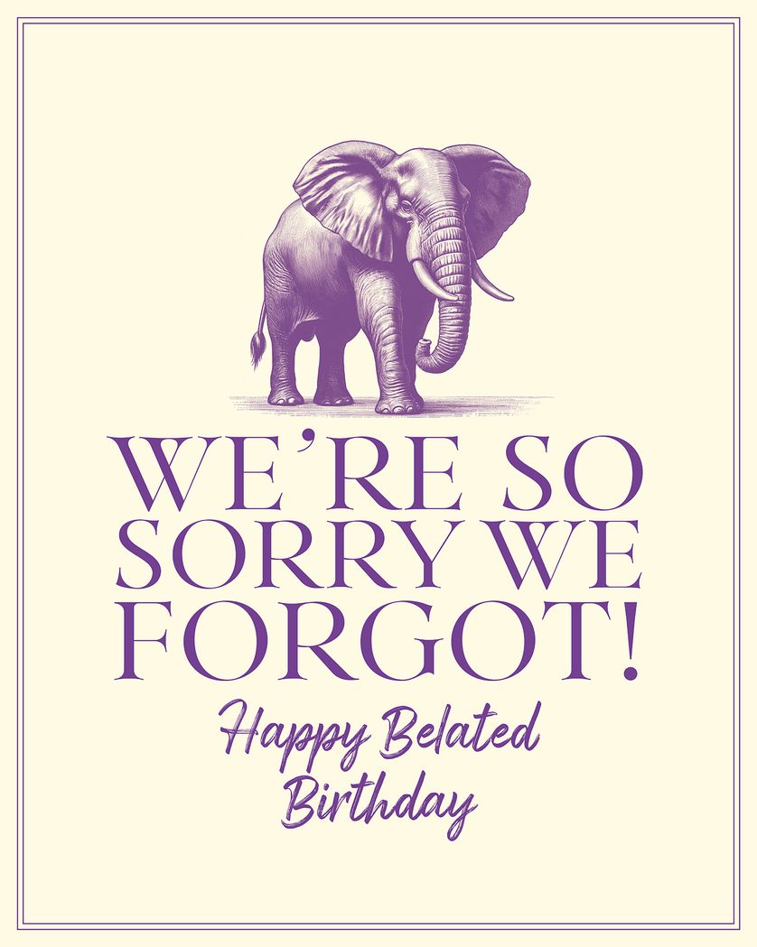 Card design "Vintage elephant belated"