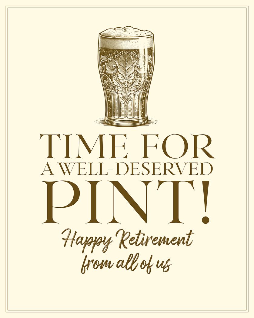 Card design "Vintage pint retirement"