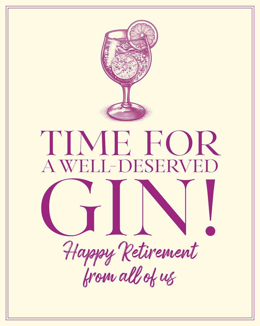 Card design "Vintage gin retirement"