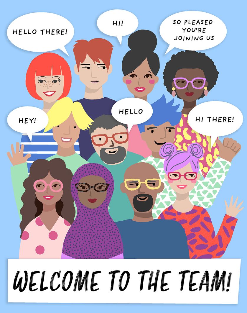 Card design "Welcome Diverse team"