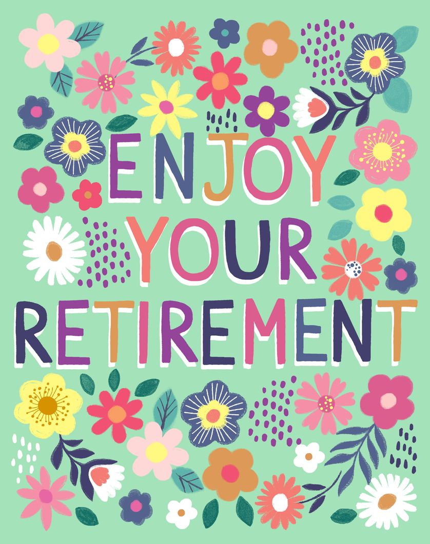 Card design "Retirement floral words"