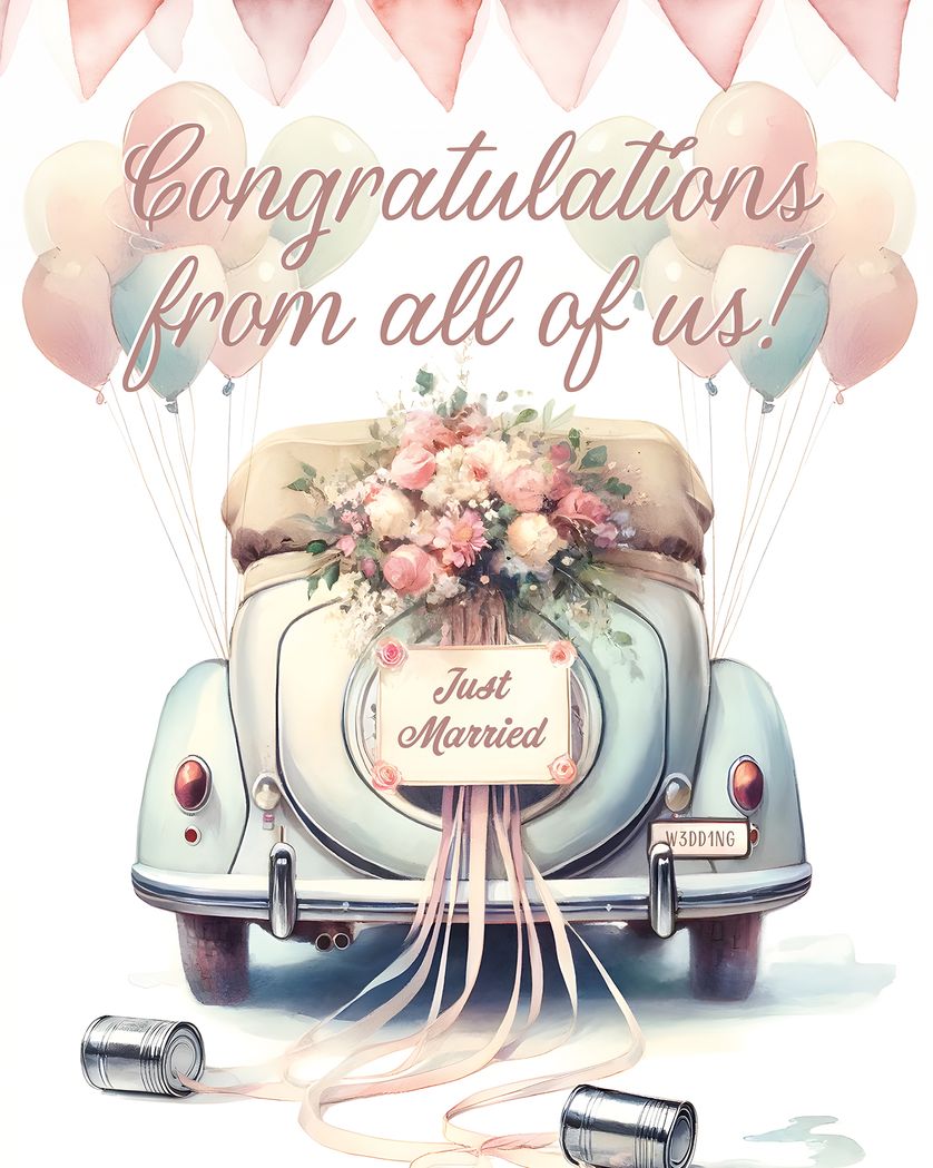 Card design "Wedding car"