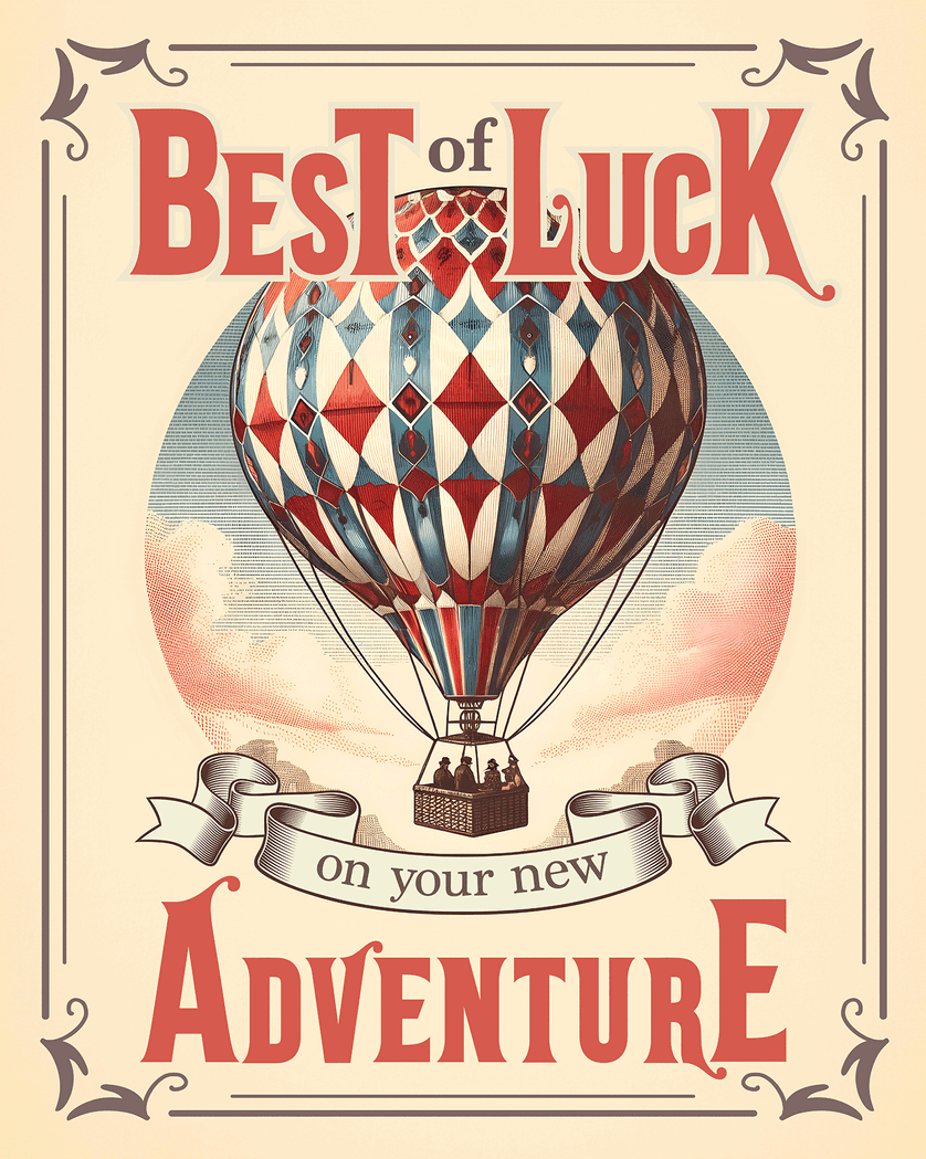 Card design "Balloon adventure leaving"