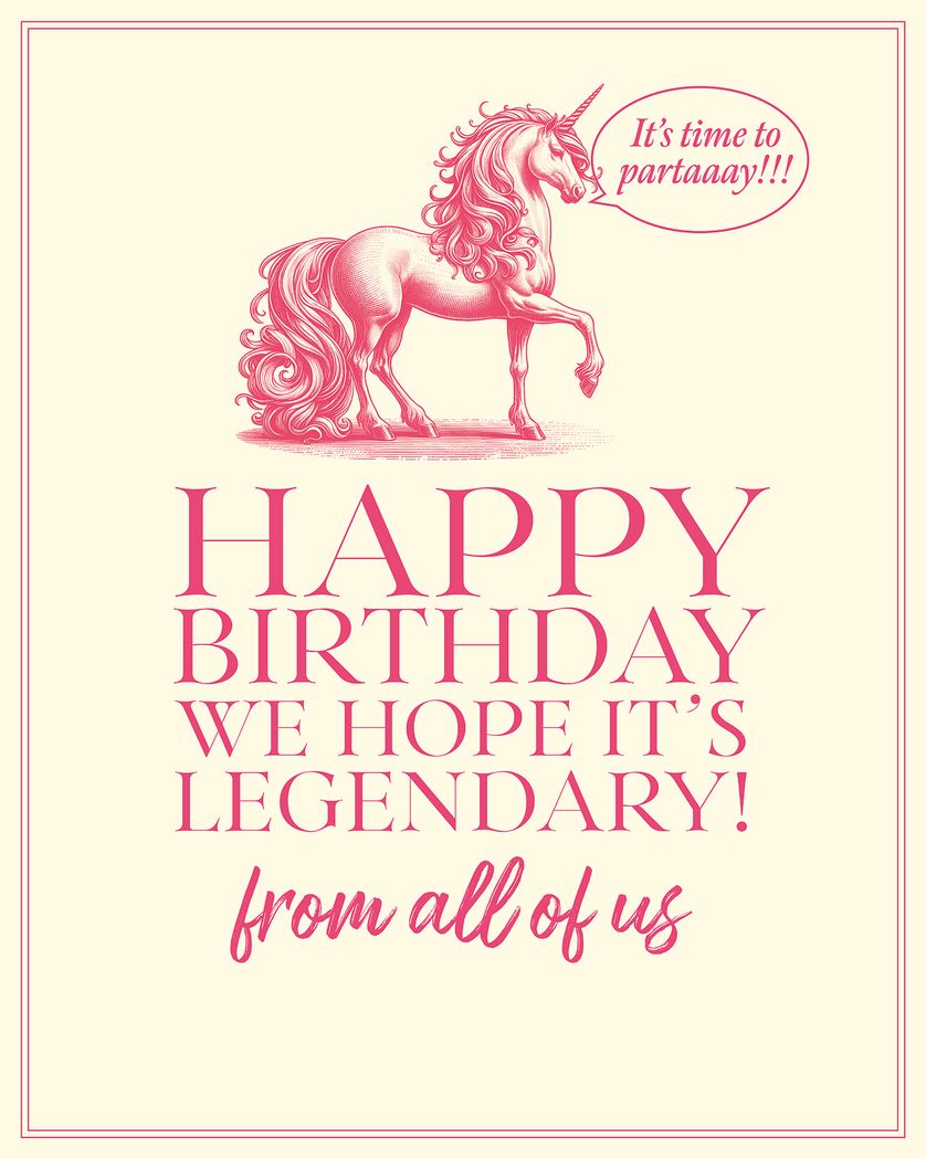 Card design "Vintage unicorn Birthday"
