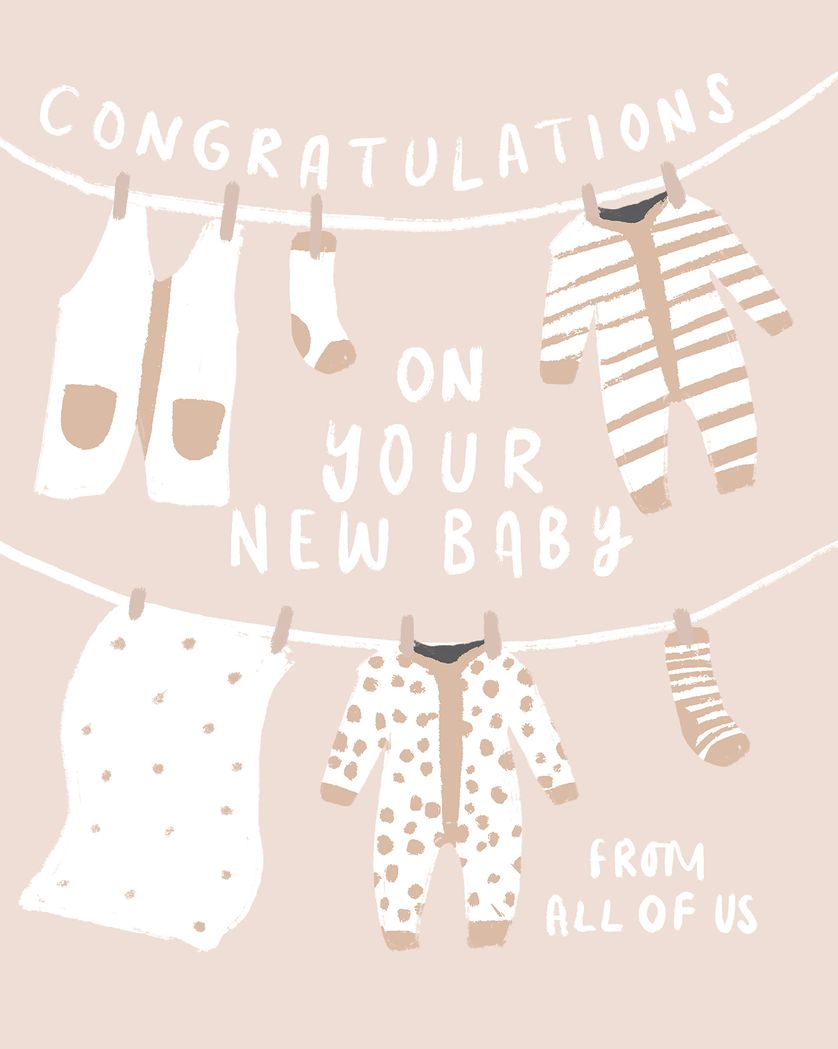 Card design "Washing Line Baby neutral"