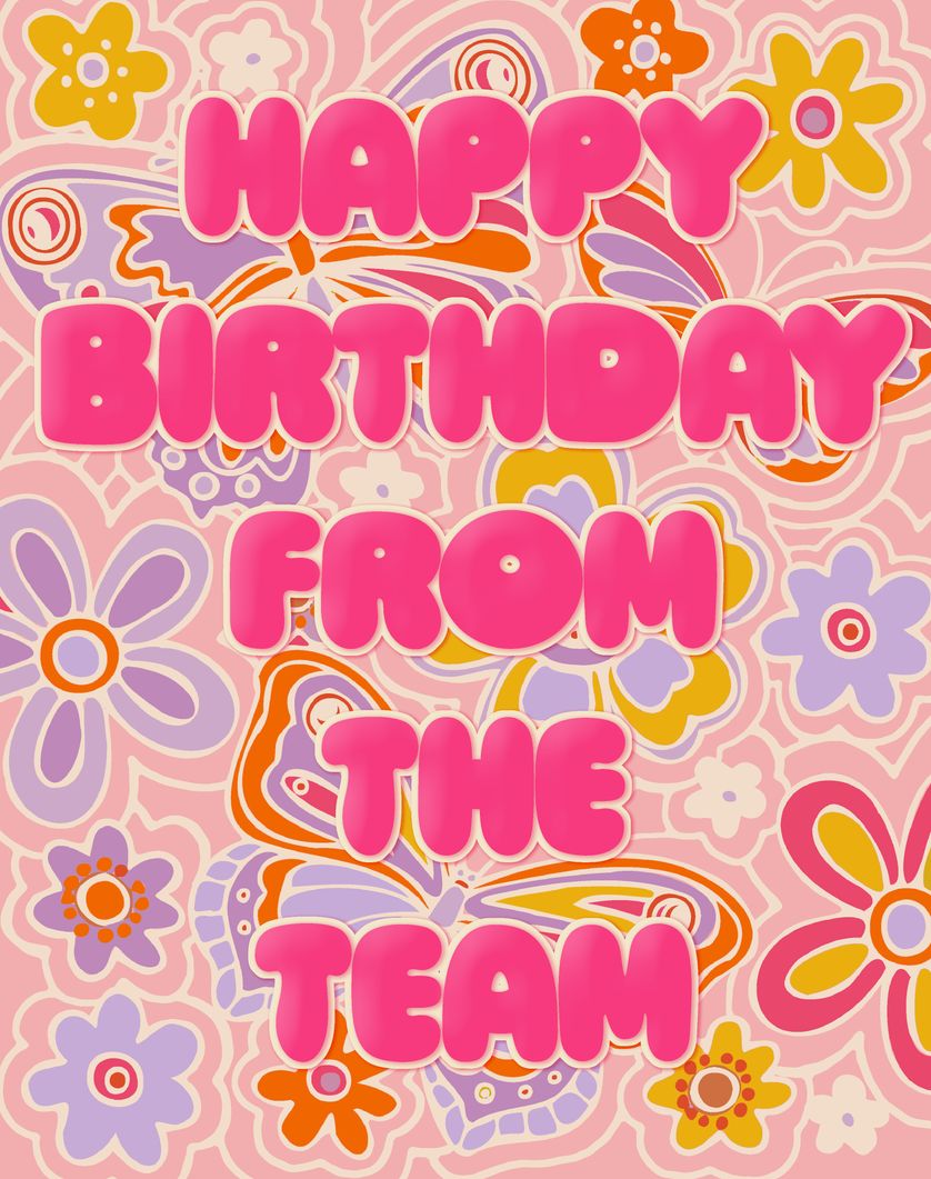 Card design "Floral happy birthday from the team "