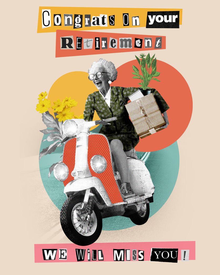 Card design "Collage Vespa retirement"