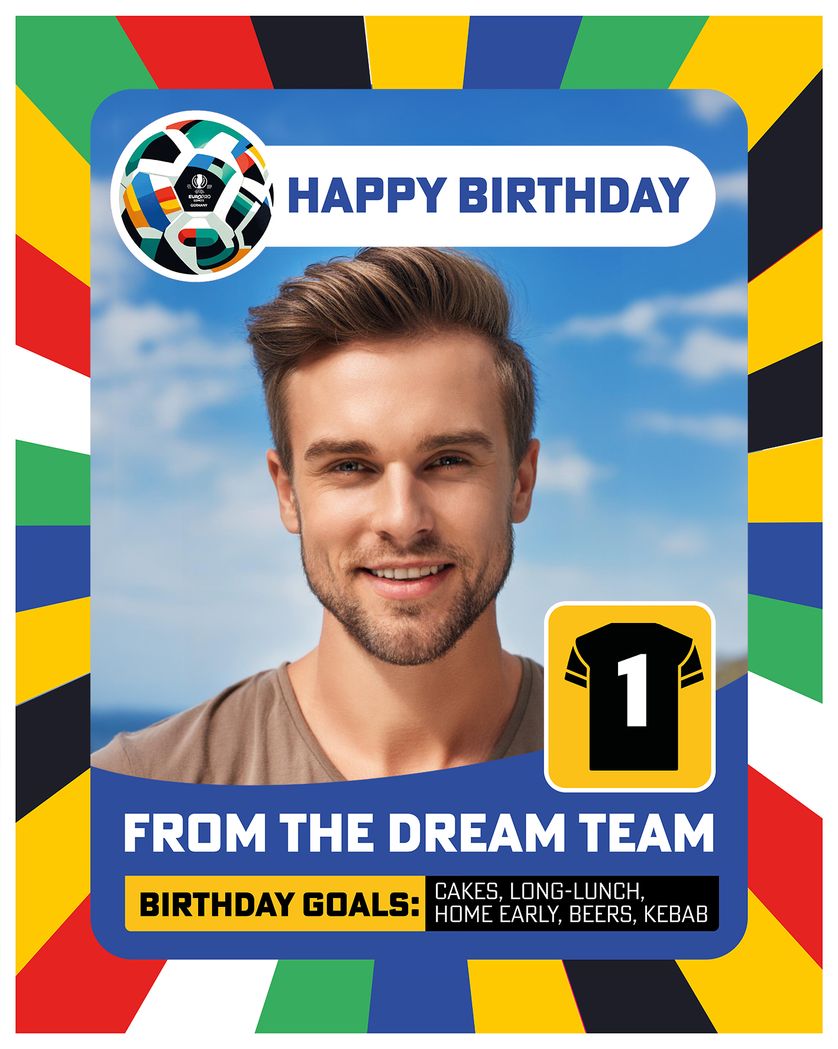 Card design "Football Sticker Euro 24 Birthday card"
