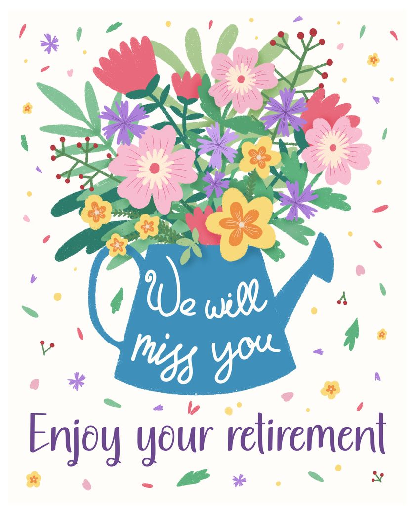 Card design "Watering can retirement card"