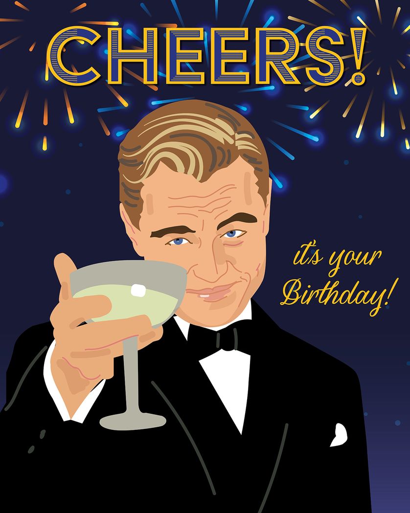 Card design "Leonardo Di Caprio Birthday card - group leaving card"