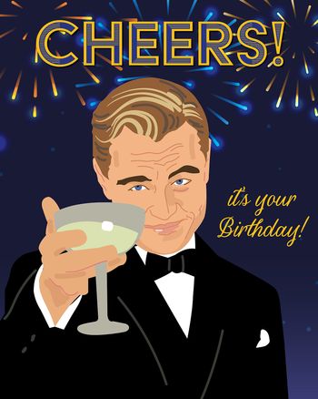 Use Leonardo Di Caprio Birthday card - group leaving card