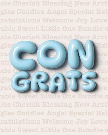 Use 3D inflated text baby card - group baby card boy