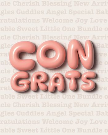 Use 3D inflated text baby card - group baby card girl